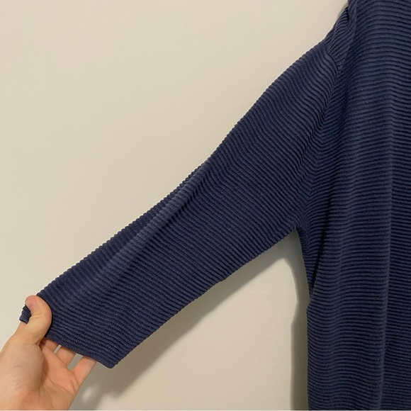 Wilfred by Aritzia Navy Blue Linen Blend Ribbed Sweater Large - Picture 2 of 8